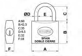 CANDADO 2-60 LATON