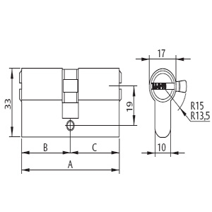 CILINDRO HS-7 060 (30-30)NIQUEL/LATON