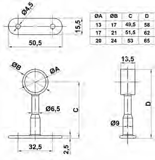 SOPORTE 11-16 CENTRAL CROMADO
