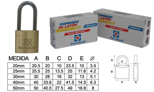 CANDADO LAT.FERROTECH A/LARGO 30 24557