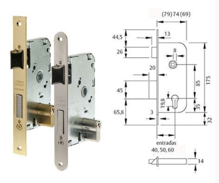 CERRADURA 10P/40CC LAT.-SAT N05 24890