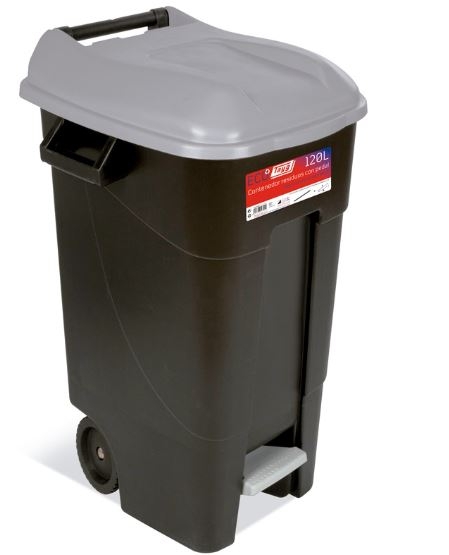 CONTENEDOR RESIDUOS 120L.GRIS C/PEDAL