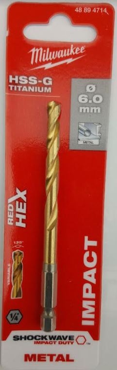 BROCA HEXAGONAL HSS-G TITANIO 06.0x100 MILWAUKEE