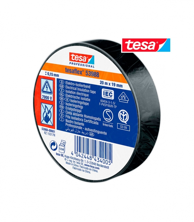 CINTA AISLANTE TESA 25MTR.x25mm NEGRA