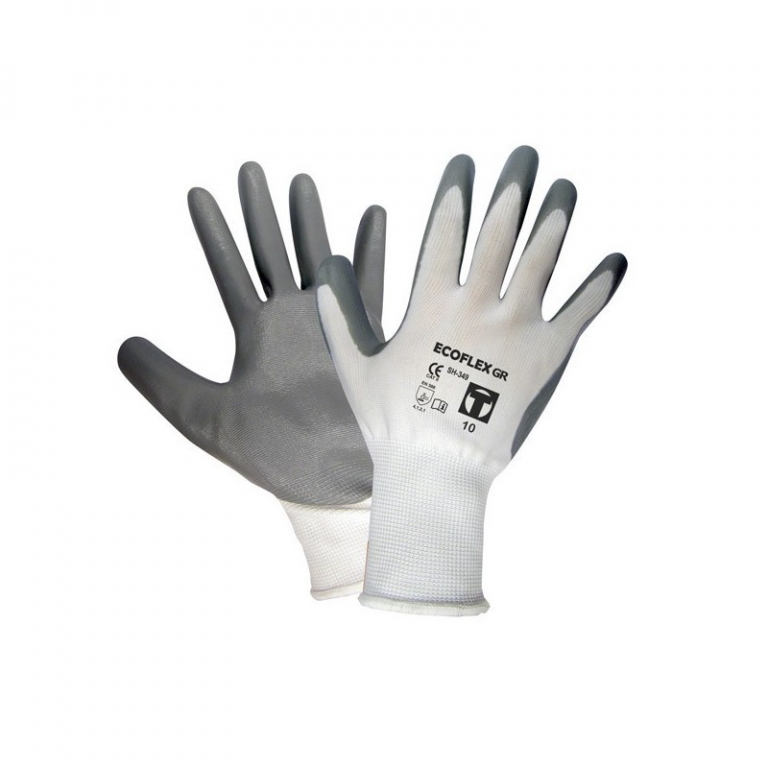GUANTE POLIESTER/NITRILO ECOFLEX T/10 BLANC/GRIS S