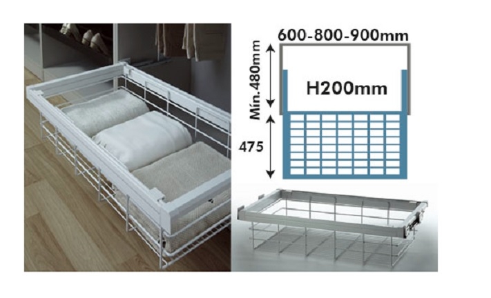 CESTA INTOO METAL 80cm H200 BLANCO 21761