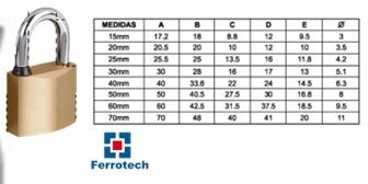 CANDADO LAT.FERROTECH A/NORMAL 60 24533