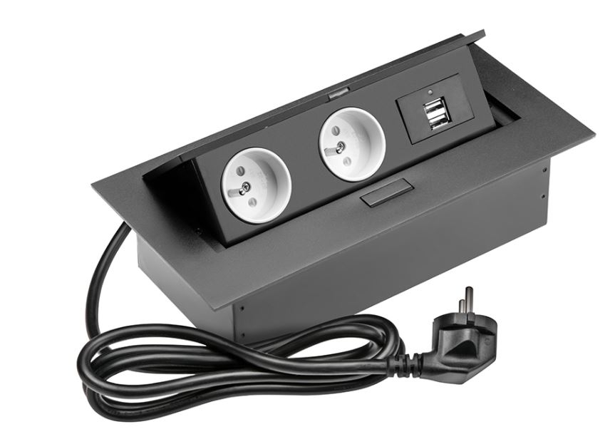 BASE EMPOTRAR P/ESCRITORIO DOBLE+USB GTV