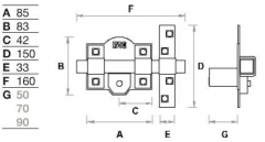 CERROJO 305-R/080 B.50 IZD NIQ