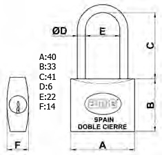 CANDADO 3-40 LATON