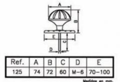 POMO PUERTA REF 125 PLACA 70mm