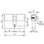 CILINDRO HS-7 070 (35-35)NIQUEL/LATON