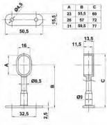 SOPORTE 14-30x15 LATERAL CROMO CIEGO TECHO