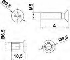 MAMPARA TORNILLO MACHO/HEMBRA INOX 24215