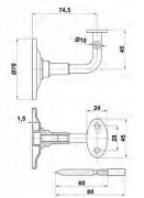 SOPORTE PASAMANOS 25 A.INOX 18/8