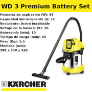 KARCHER ASPIRADOR WD 3 BATTERY PREMIUM SET