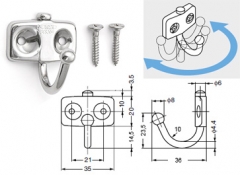 GANCHO PIVOTANTE 180º S/FRICCION INOX 12 KG 97104