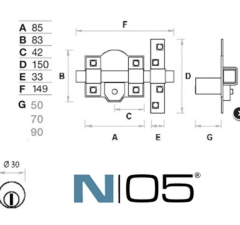 CERROJO N05 SEGURIDAD B.50 NIQ ANTIBUMPING